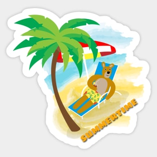 Summertime - Bear at the beach Sticker